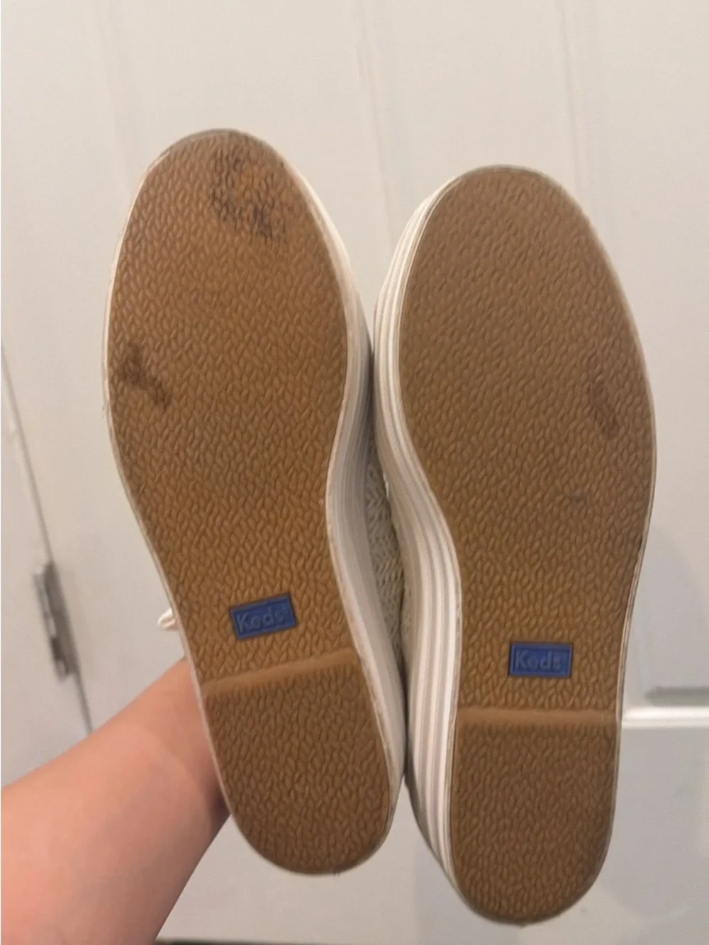 Keds Cream Woven Platform Lace-Up Sneakers